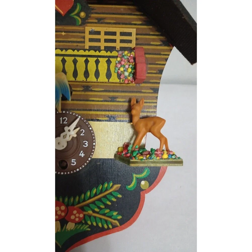 VINTAGE GERMANY MINI GERMAN BLACK FOREST CHALET  CLOCK  Broken/Missing Pieces